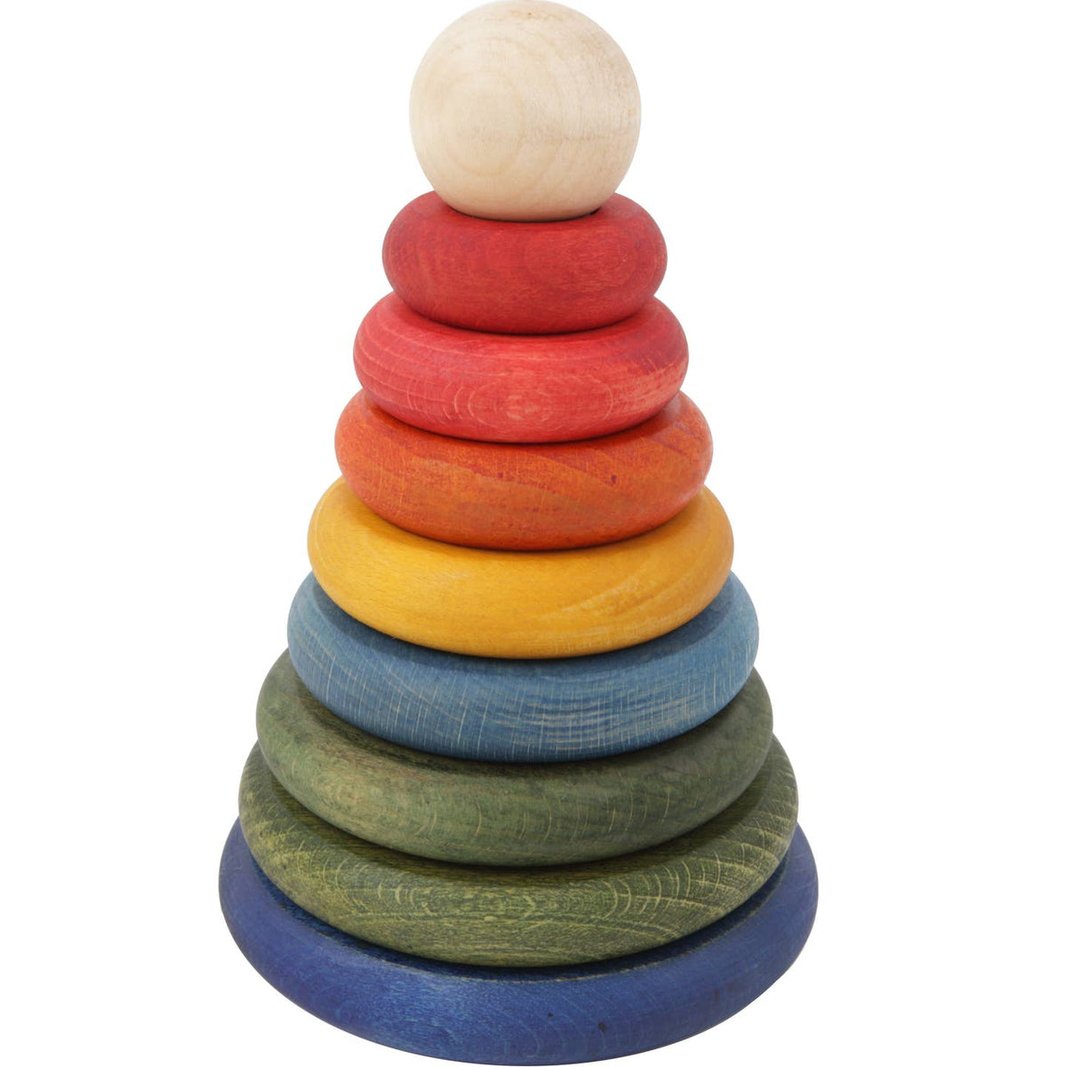 Wooden Story Rainbow Round Pyramid - Montessori Stacker